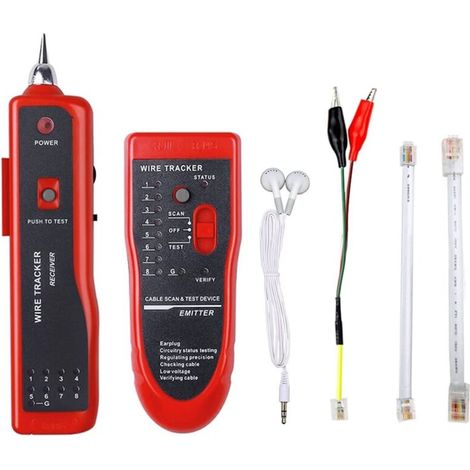Testeur et détecteur de tensionWire Tracker Finder Ethernet LAN Multifonction Toner Tracer Réseau Collation de Câble Téléphone Ligne Testeur de Continuité (Rouge) (1/5)