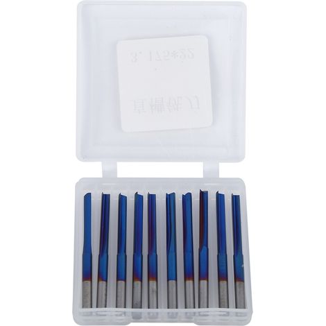 ZDZCYS22DL 10Pcs Fraise 2 Tiges Droite Carbure 3.175mm pour Usinage Bois Métal (1/5)