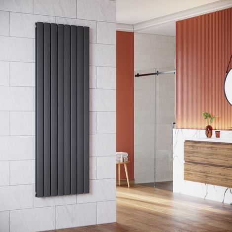 SONNI Radiateur eau chaude en acier Conception murale Vertical Radiateur chauffage central 1800x542mm Panneau Double Anthracite (1849W)