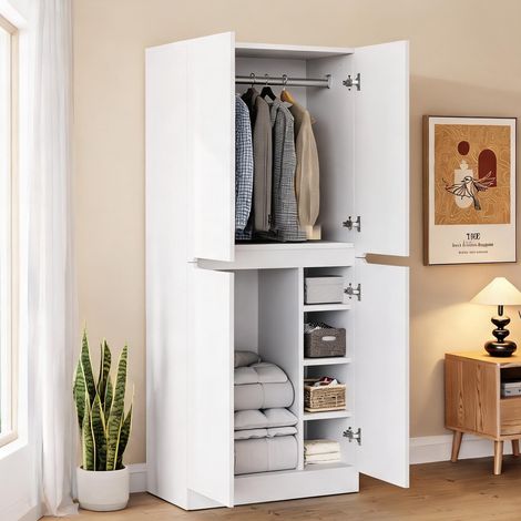 Armoire-penderie coloris blanc en bois 70 x 40 x 170 cm (1/5)