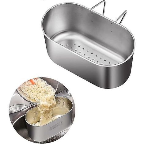 Panier de vidange d'évier en acier inoxydable pour récupérer les déchets de cuisine et laver les fruits et légumes (FMY) argenté - (1/5)