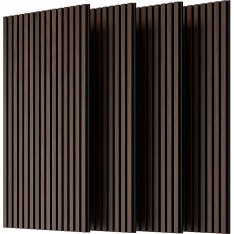 CHICFURN Pannelli murali acustici in legno 115x60 cm noce scuro, set da 4 per parete e soffitto (1/5)