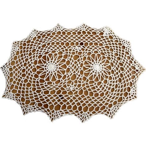 Napperon ovale en dentelle blanche 30/45 Napperon en coton blanc crocheté (1/5)