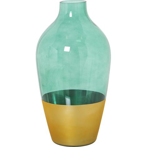 Vase en Verre Doré/Vert °15X28 Cm, Bouche :°5 Cm -Base :°8,5C (1/2)