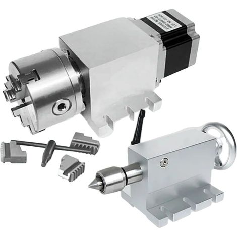 Eje giratorio, motor paso a paso Nema34, juego cero, 3 mordazas K11-130mm (1/2)
