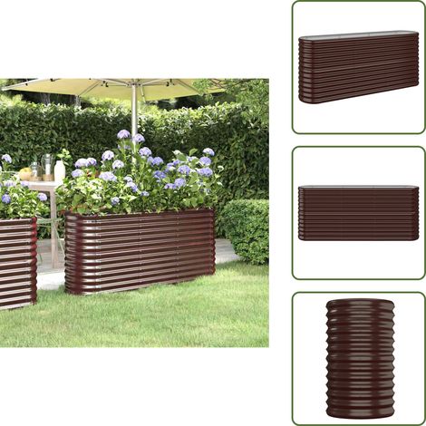 Maceta para plantas - vidaXL Jardinera arriate acero galvanizado marrón 152x40x68 cm - Maceta para verduras