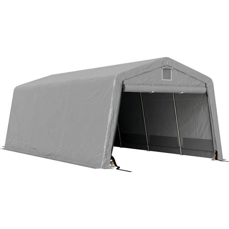 Abri voiture garage 6,2 x 3,3 x 2,4 m acier galvanisé résistant, bâche PEHD 150 g/m² imperméable anti-UV (1/5)