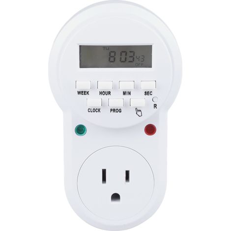 Minuteur Prise 7 Jours Programmable Numérique Interrupteur Prise Ampoule avec Prise 3 Broches pour Appareil Prise US 125V (1/5)