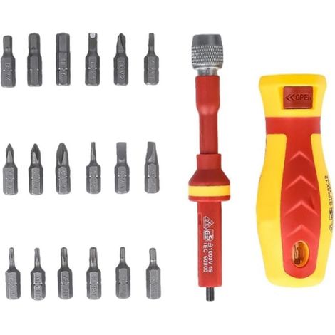 Tournevis isolés, rouge/jaune, Torx/PH/plat, magnétique, 1000V (1/5)