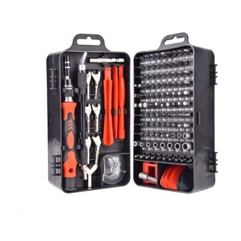 Jeu de tournevis Mini tournevis magnétique de précision 135 en 1 - Kit d'outils de réparation pour iPhone, ordinateur portable, montre avec organiseur de rangement, rouge