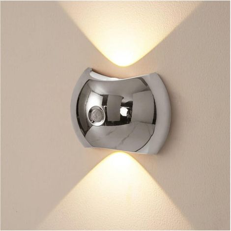 1 Intelligente Wandleuchte mit Sensor, USB-Flurleuchte, einstellbares Nachtlicht, Garten- und Terrassenbeleuchtung, silberfarben.