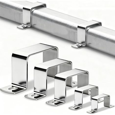 20 Pièces Colliers De Serrage Carrés 20x20 mm Supports de Connecteur en Forme de U Collier Serrage Carre en Acier Inoxydable 304 Support carré en U pour Portes Fenêtres Tubes Carrés Rampes (1/5)