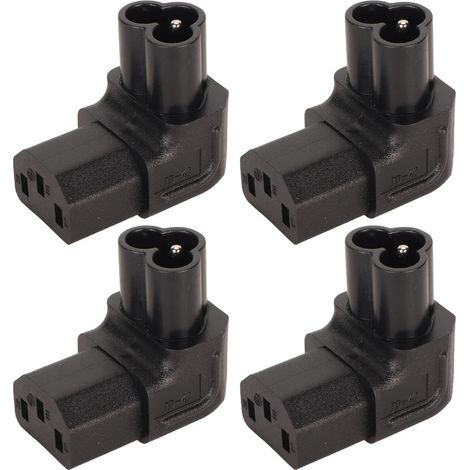 4 adaptateurs IEC320 C6 vers C13, angle droit 90°, pour UPS PDU serveur, fiche C6 vers prise C13, jeu de 4 pièces. (1/5)