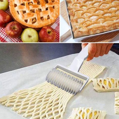 Emporte-pièce Treillis - Rouleau à Losanges pour Pâtisserie - Pour Tarte Pizza et Décoration Alimentaire - 2 Tailles - 17,5 x 9 cm et 19,5 x 12 cm (1/5)