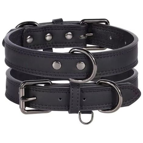 (NOIR)Collier chien cuir Taille S - Noir - Réglable - Souple - Résistant (1/5)