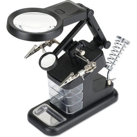 Troisième Main, 3X/4.5X/25X Multifonctionnel Troisieme Main , avec Loupe sur Pied à 10 LED avec Loupe Support de Fer à Souder pour Les Loisirs de Soudage (1/5)