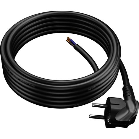 Netzkabel mit Winkelstecker, 5 m, 3 x 1,5 mm², 16 A, UNI-Schuko, schwarz (1/5)