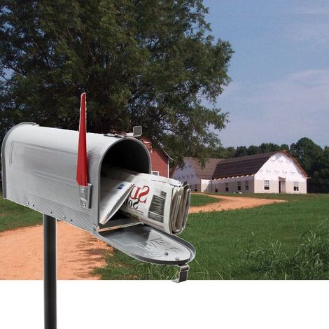 Boîte Aux Lettres Style Américaine, Avec Pied Support, Argentée (1/5)