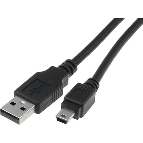 Cable- USB 2.0- USB A prise.USB B mini prise- nickele- 3m- noir