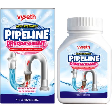 vyreth - Produit déboucheur pour canalisations : idéal pour éliminer les mauvaises odeurs et dissoudre les résidus de graisse dans les canalisations de cuisine, un déboucheur pratique (1/2)