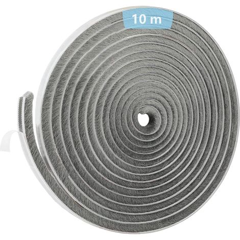 Joint Brosse Porte 10m x 9mm x 9mm Gris - Isolation Phonique Porte & Fenêtre, Adhésif, Joint Brosse Coulissante, Moustiquaire