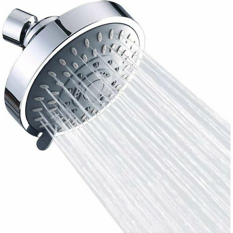 royaluxe - Pomme de Douche Fixe Haute Pression, Pommeau Douche Pluie à Économie d'eau Ajustable 5 Réglages pour Salle de Bain SPA Détente, Chromé Poli, Anti-calcaire, 2,5 GPM, 10,4CM (1/5)