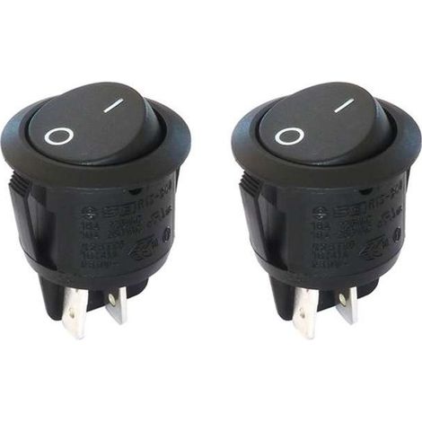 Interruptor basculante mecánico redondo de 230 V 4 A, bipolar ON/OFF – Para iluminación LED en cocinas y baños – Negro (1/3)