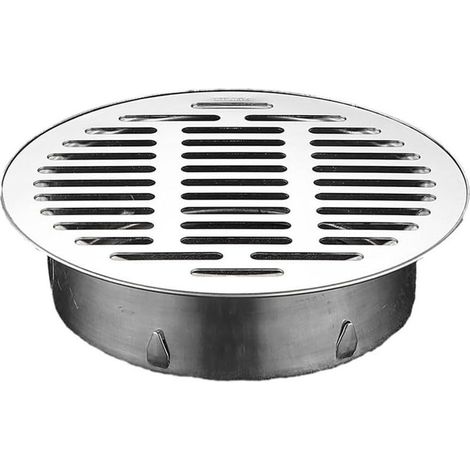 Round stainless steel floor drain with large diameter 160 mm (1/4)