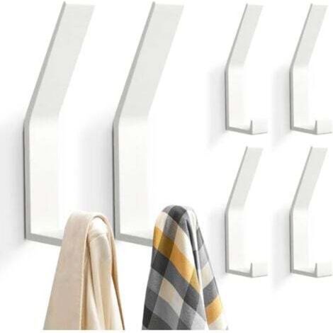 (Blanc)6 PCs Patères,Crochet Porte Manteau Moderne pour Vestes, Manteaux, Vêtements, écharpes, Sacs à Main et Plus
