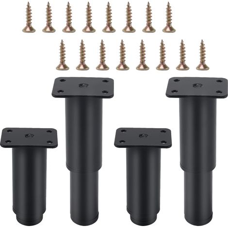 patas ajustables para muebles de 8 a 12 cm, patas de cocina ajustables, carga máxima de 300 kg, patas de gabinete con 16 tornillos, color negro (1/5)