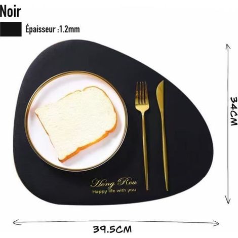 Cuir napperons ronde Tapis Noir Coasters Ensemble de Noël pour le dîner Table étanche 4PCS résistant à la chaleur (1/4)