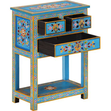 Maison La Vie - Buffet Salon Moderne - Meuble de rangement - turquoise 55x30x76 cm bois massif de manguier bu5323