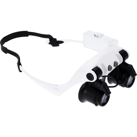 Loupe frontale avec éclairage LED, lunettes loupe à fixer sur la tête pour travaux de précision, 8 lentilles grossissantes transparentes (1/5)