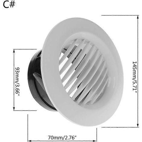 Grille de soupape d'évacuation des fumées, diffuseur circulaire, hotte de ventilation (mm), persiennes droites (1/5)