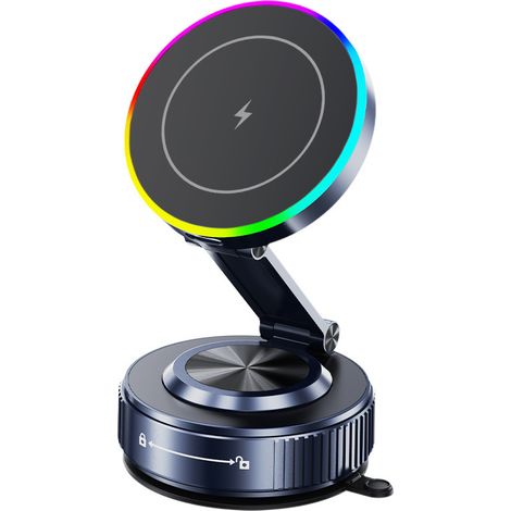 Chargeur voiture sans fil 15W magnétique 360°, support ventouse universel smartphone (1/5)