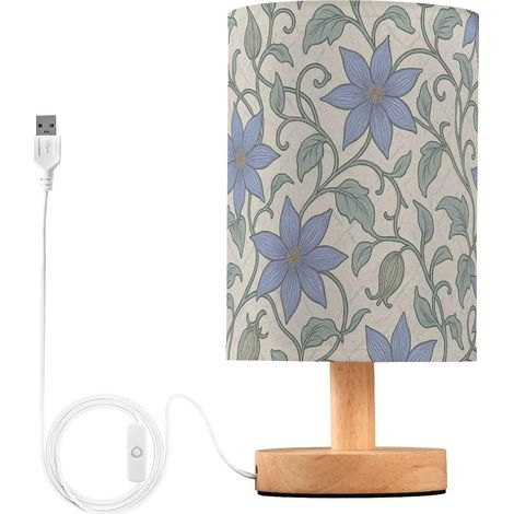 Lampes de table chevet vintage bleues à motif fleurs pour vision (1/5)