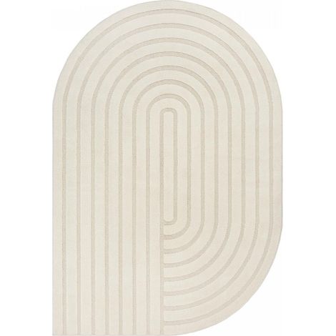 Tapis shaggy 160x230 cm crème – Forme originale – Anti-acariens et anti-poussière – Tissé en polypropylène – Résistant aux UV – Unamourdetapis (1/5)