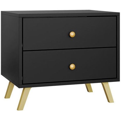Mesilla de noche Monfera 101, Negro, Número de cajones: 0, Número de puertas: 0, 48x54x41cm, Aglomerado laminado