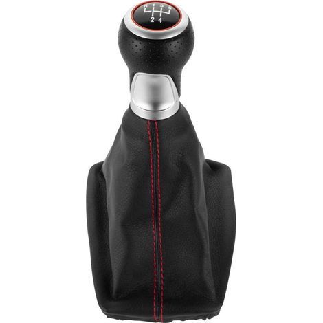Passend für den Schaltknauf der AUDIA 4S4Q5 Serie, integriertes Set mit Staubschutzkappe und Clip, schwarzes Getriebe mit roter Linie und Kreis, 6 Gänge, ein Set. (1/4)