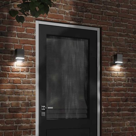 Applique murale extérieure noire en acier inoxydable IP44 avec diffuseur PC, GU10 35 W - PANGIVO (1/5)