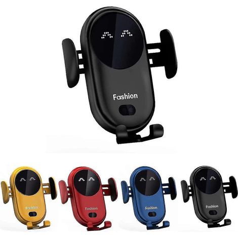 Support de téléphone avec chargeur sans fil pour voiture 10 W et capteur de charge rapide (noir)