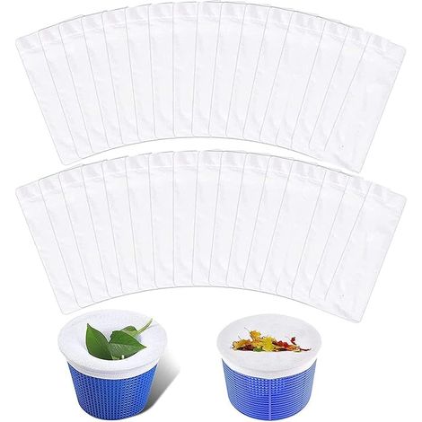 SHINING HOUSE Piscine Filtre Skimmer, 30 Chaussettes de Skimmer de Piscine Filet D'écumoire, Filtre Chaussette Skimmer Piscine pour Panier Piscine, Pool Skimmer Socks pour Piscines, Blanc