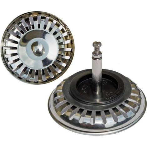 Bonde à panier universelle 7.6 cm (Ø80 mm). pour évier à commande excentrée /Inox (1/2)