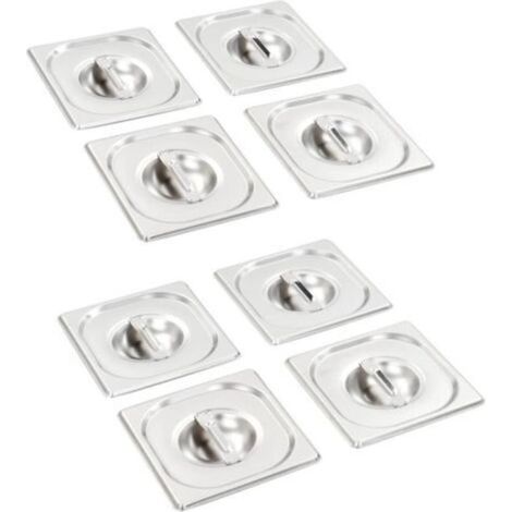 Couvercles de plateau 8 pcs GN 1/6 Acier inoxydable vidaXL (1/5)