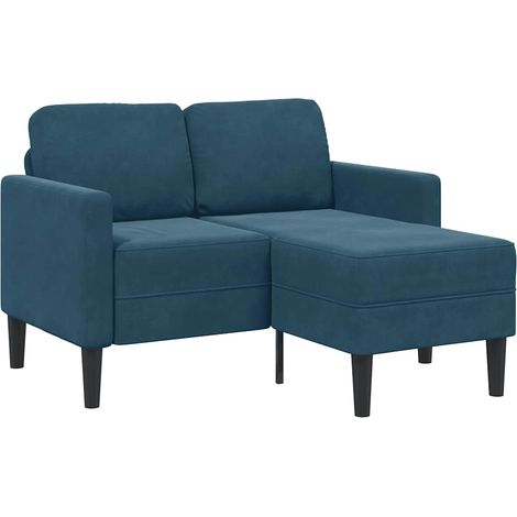 2-Sitzer-Sofa mit Chaiselongue L-Form Blau 125 cm Samt
