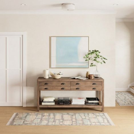 Tapis en jute Tapis Alistair - 200x80cm, Rectangular - 100% Jute - Tissé main - Bleu