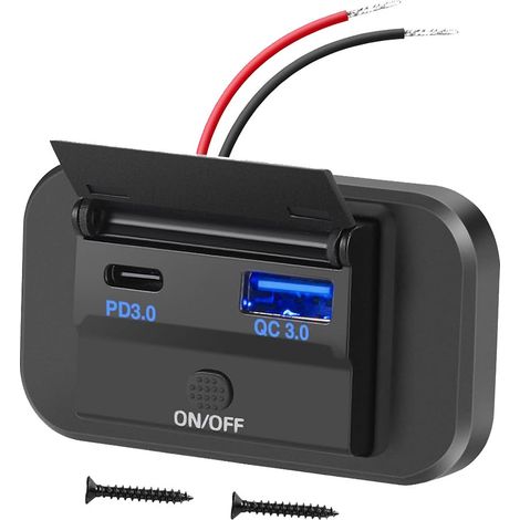12V-24V Dual USB Auto Ladegerät Buchse Control Panel 20W PD & 18W QC3.0 für Auto Marine Lkw RV