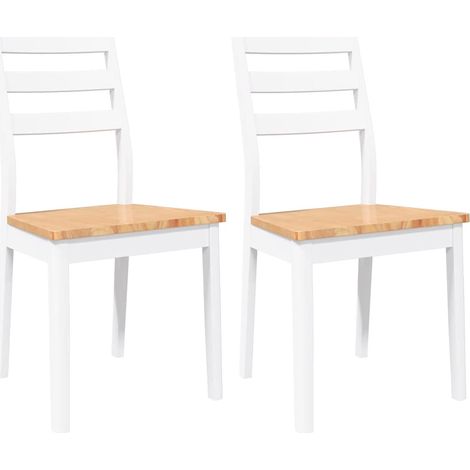 Lot de 2 Chaises à manger，Chaise de cuisine blanc bois massif caoutchouc CFW24951 (1/5)