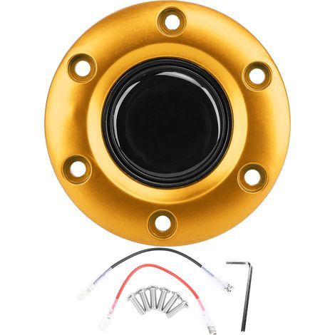 Botón de claxon elegante Phefop Central con 6 orificios para volante de coche (DORADO). (1/5)