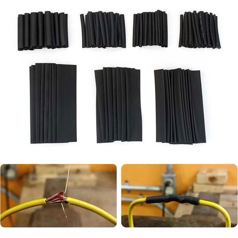 MINKUROW Tubo Termorretráctil, Eventronic 220 Piezas Tubo Termorretráctil De Relación 2:1, Aislamiento Eléctrico Kit De Tubo De Cable Termorretráctil (Negro / 10 Tamaños) (1/5)